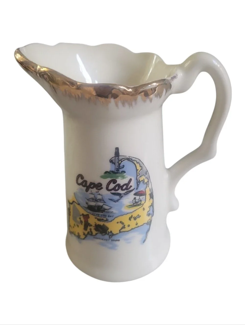 Vintage Cape Cod Gold Rimmed Mini Creamer 4.5